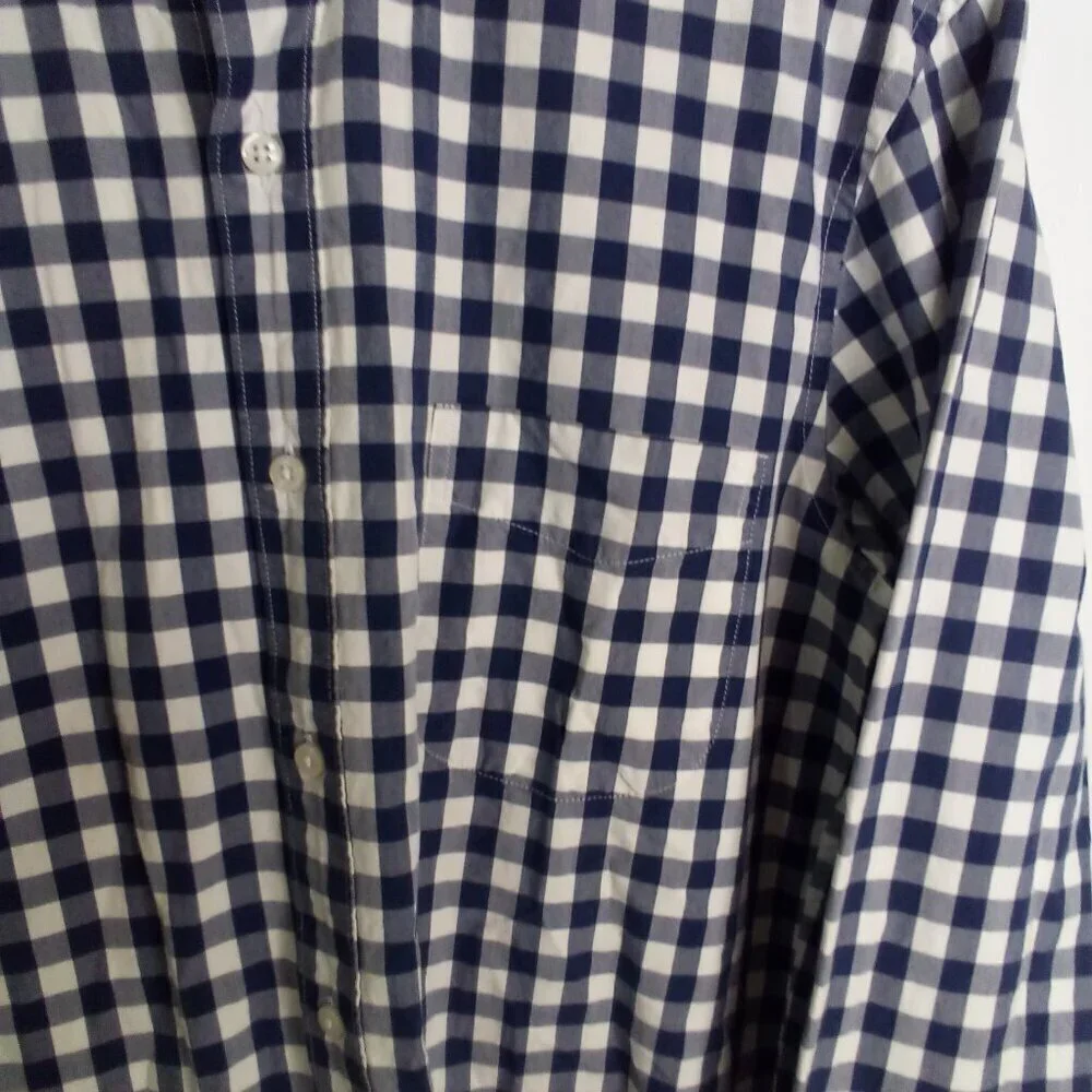 J Crew Shirt Men M Slim Button Down Long Sleeve Check Pattern Blue White
